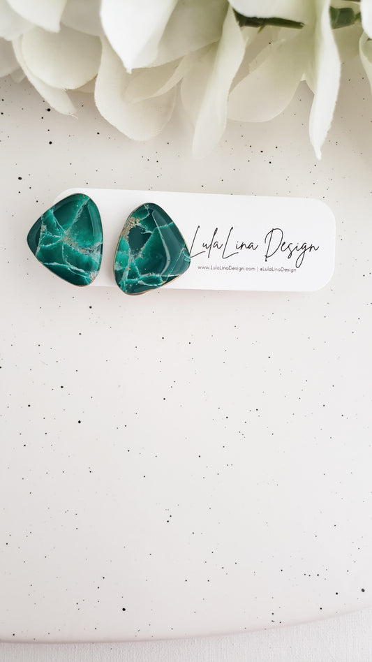 Statement Stone Studs  | Emerald