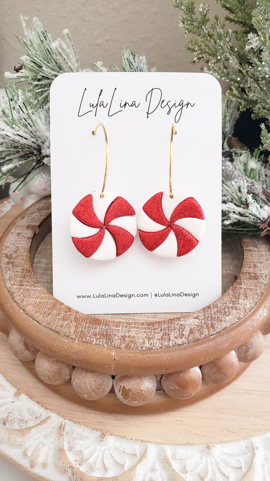 Glitter Peppermint Hoops | Large